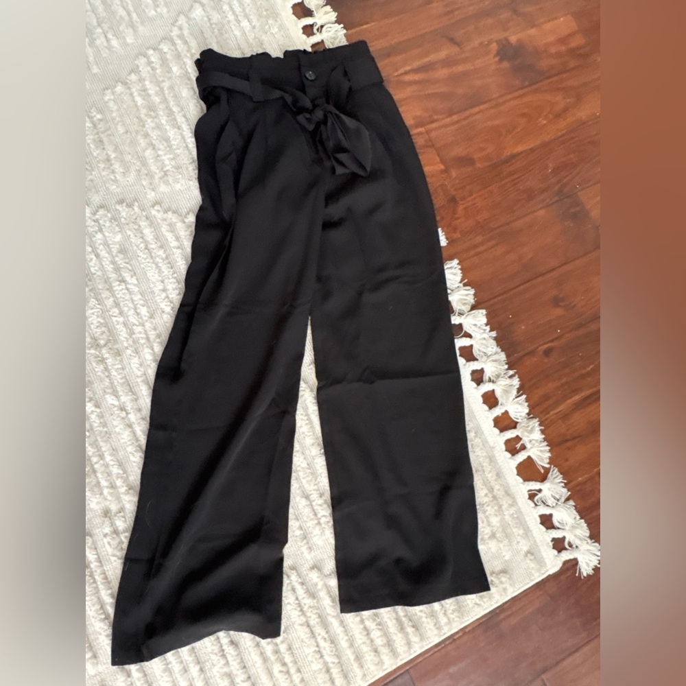 Black paper bag pants